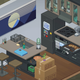 Boxes clutter the walking space in a cleanly designed kitchen in Unpacking.